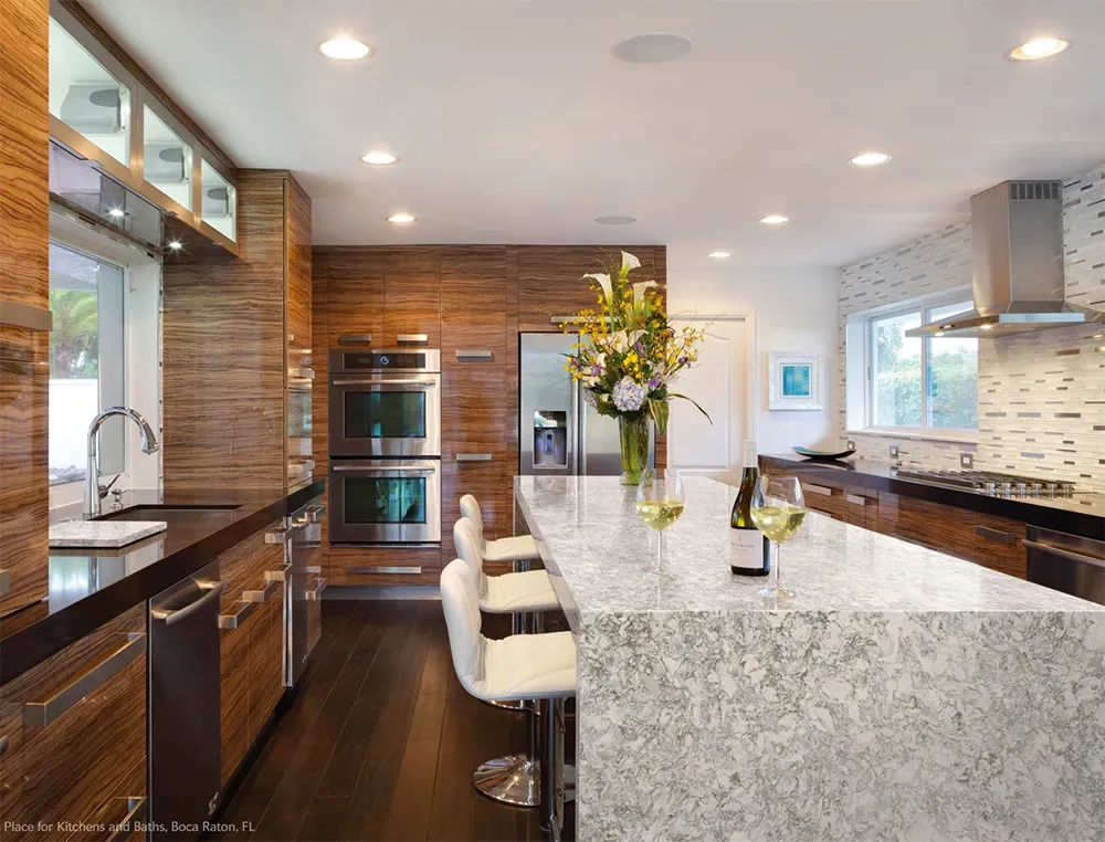 Cambria Quartz Countertops in a kitchen featuring various materials.